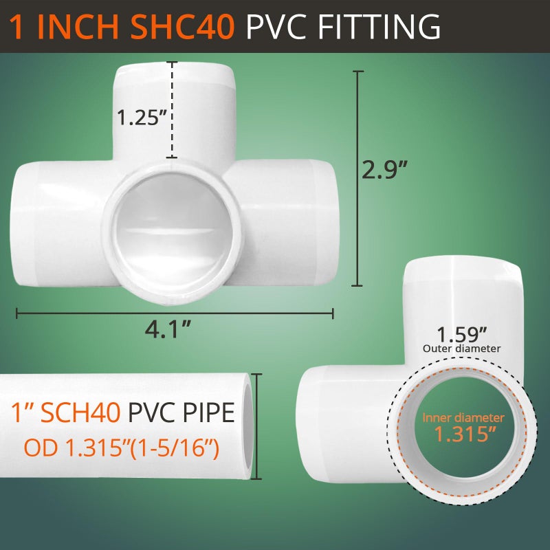 Gardeningwill 4 Way 1-Inch Tee PVC Fitting Build Heavy Duty Greenhouse Frame Furniture Connectors (Pack of 4) - Image 2